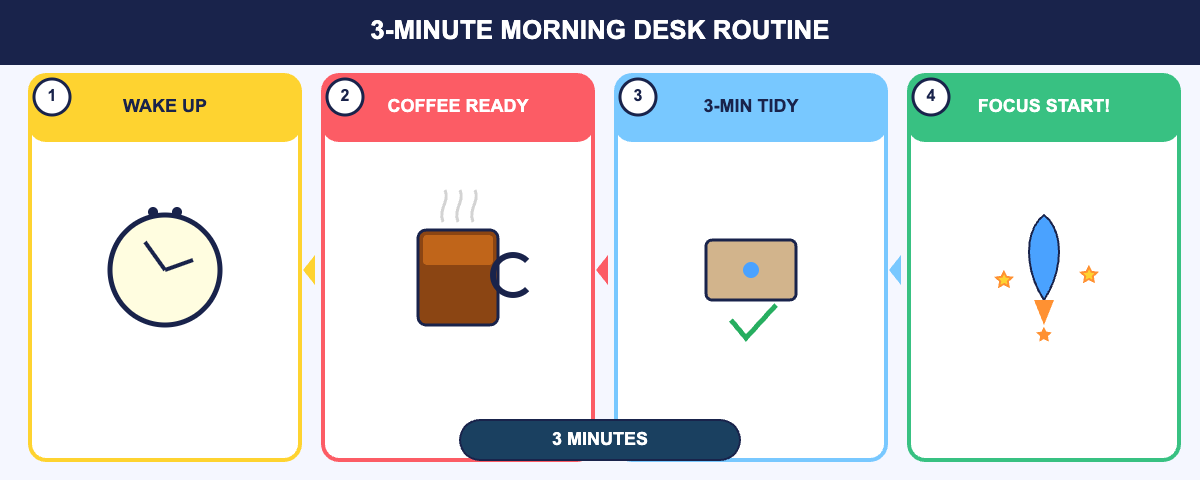 3-minute morning desk routine flow